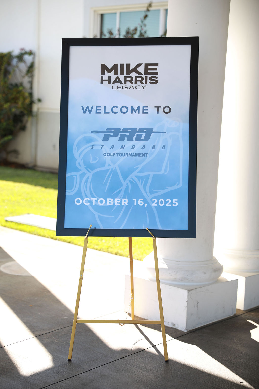 Welcome signage at the entrance of the Pro Standard Golf Tournament