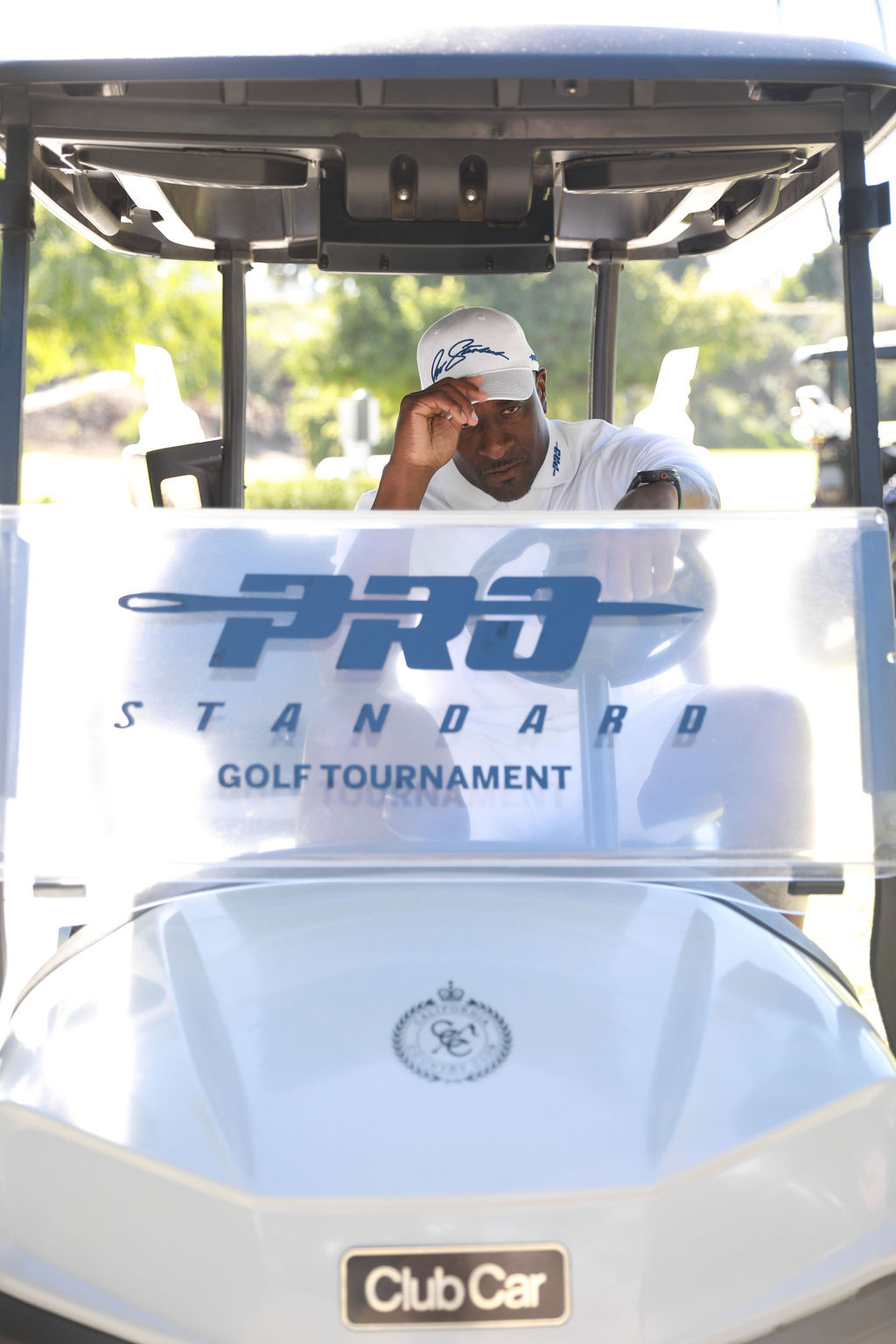 Pro Standard Golf Tournament branding on a course cart